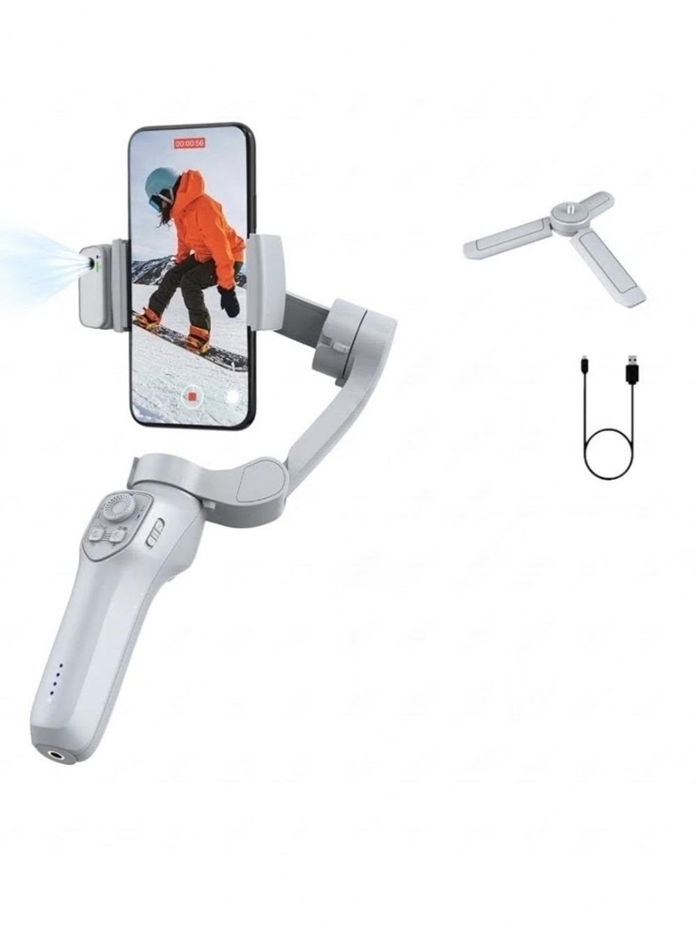 Silver Smartphone Gimbal Stabilizer with Tripod
